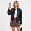 Womens Faux Leather Jacket 2026 Fall Long Sleeve Zip Up Casual Outerwear Loose Fit Plus Size European Style