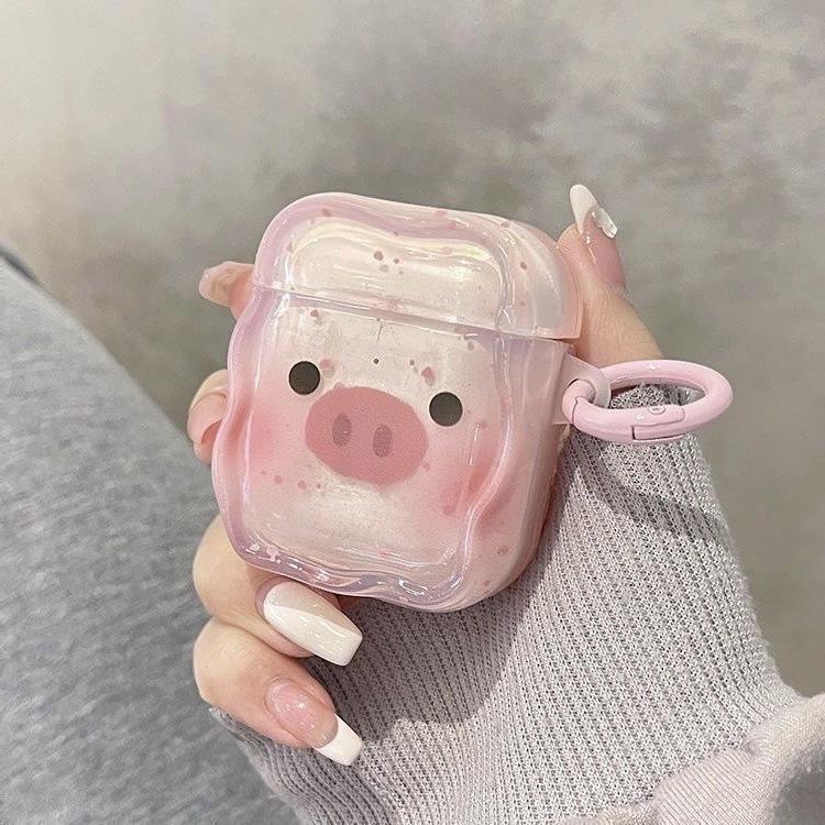 Cartoon cute pink splashing piggy for AirPods 1 Apple earphone case protective case soft case earphone cover