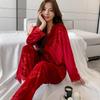Luxury Women's Velvet Lace Pajama Set - Warm & Comfortable for Autumn/Winter