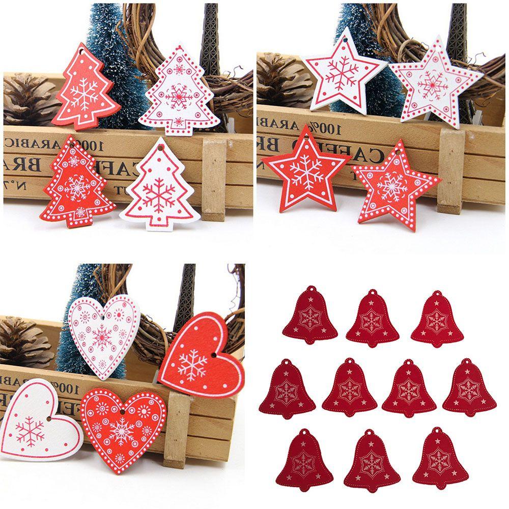10pcs/set Festival Embellishment Decor Star Christmas Tree Ornament Party Supplies Wooden Tag