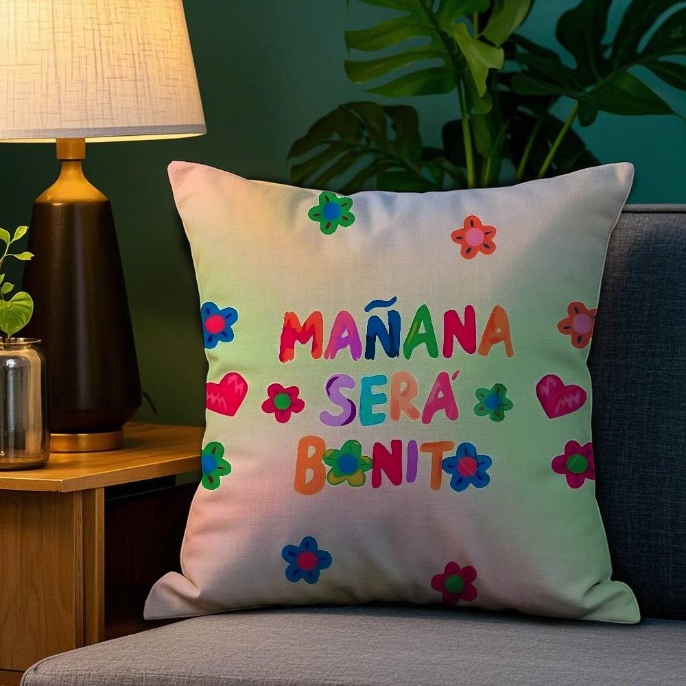 Cartoon Manana Sera KKarol G Pillow Case Sofa Living Room Bedroom Doublesided Printing Square Cushion Nap Time Pillow Case