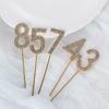 Number"0-9" Gold Dessert Diamond-studded Cake Topper Wedding Supplies Cupcake Party Decoration