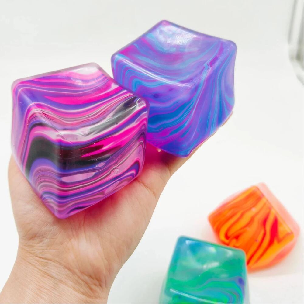 Maltose Stress Relief Toy Cube Sensory Fidget Toy Slow Rebound Soft and Glutinous Filled with Gel Stretchable Ice Cube Anxiety Relief