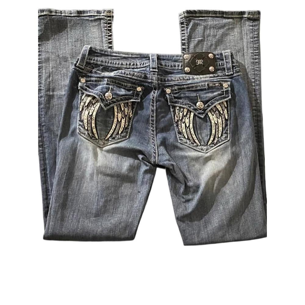 RogueWave Fashion Прямые брюки свободного кроя Весна/Осень Винтажная вышивка Алмазные джинсы