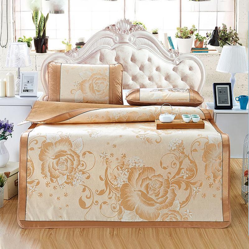 Летний коврик из ледяного шелка с наволочкой. Легко чистящийся складной прохладный спальный коврик. Можно стирать в машине. Наматрасники 90 150 180