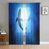 Shark Silhouette Curtain Window Tulle For Living Room Bedroom The Kitchen Window Treatment Decorations Curtains