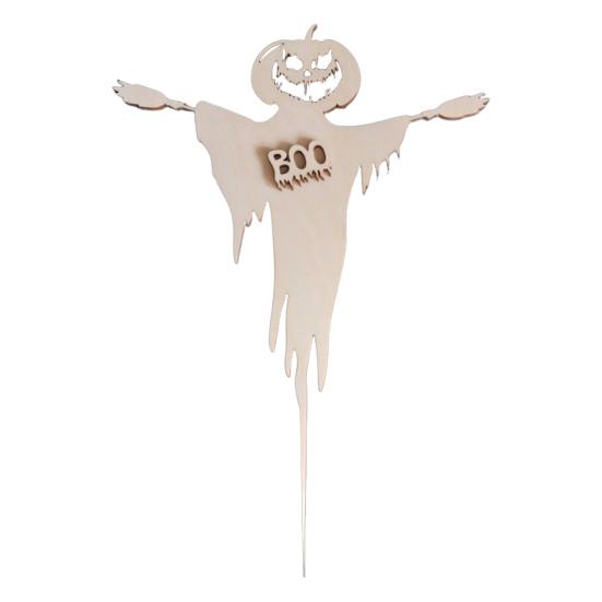 3 шт. Хэллоуинские топперы для кексов Жуткая тыква Привидение Деревянные топперы для кексов для Хэллоуинской тематики Детский душ Вечеринка по случаю дня рождения Украшение для торта