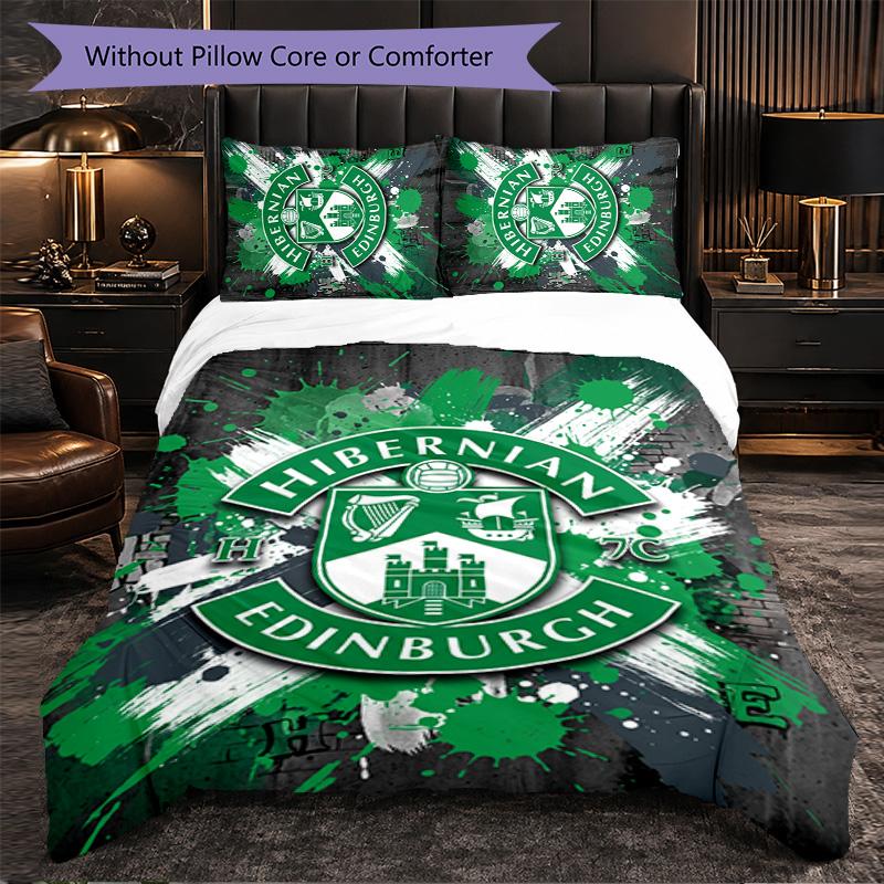 Hibernian FC Themed Bedding 3Pcs Duvet Cover Set Decorative Bed Linen For Teen Room Home Decoration