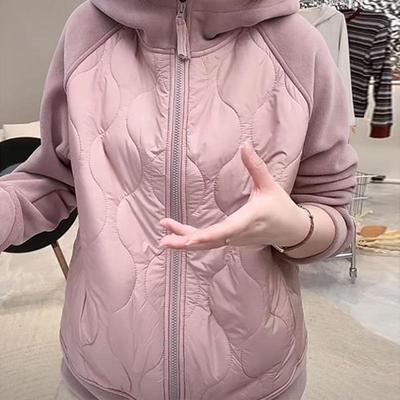Зимний новый универсальный и тонкий теплый и ветрозащитный топ с длинными рукавами контрастного цвета с капюшоном утолщенный темпераментный женский пиджак