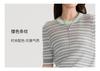 Women's Contrasting Striped Short-Sleeved Thin Knit Shirt
