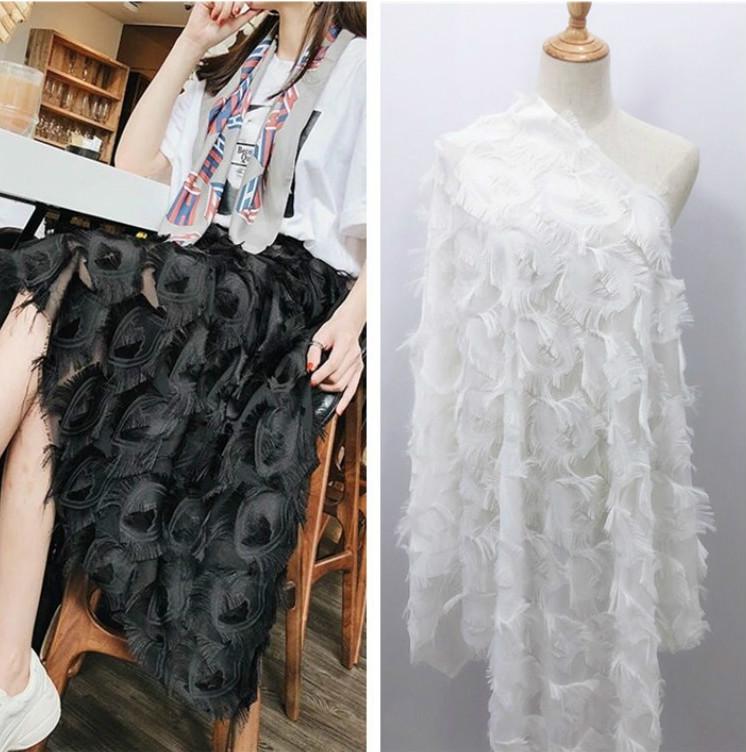 Ткань с кисточками, бахрома из искусственных павлиньих перьев, ткань ручной работы, сделай сам, для платья, юбки, костюма