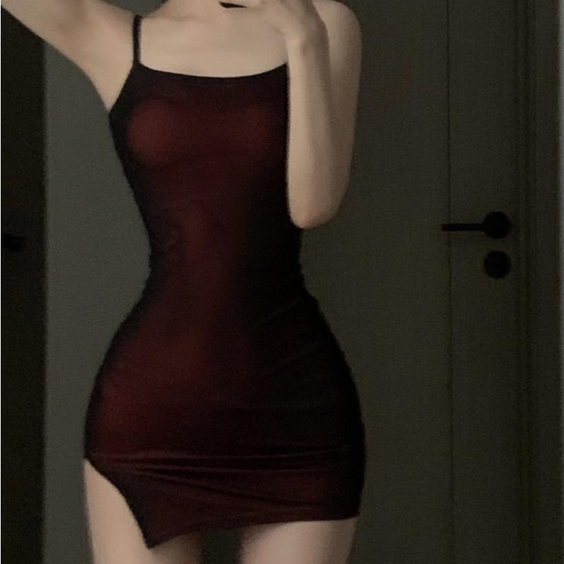 Облегающее Женское Платье 2026 Vestidos De Mujer Модная Туника Темпераментное Сексуальное Платье-комбинация на бретельках Женское Прозрачное С разрезом Мини Летние Платья 7L019