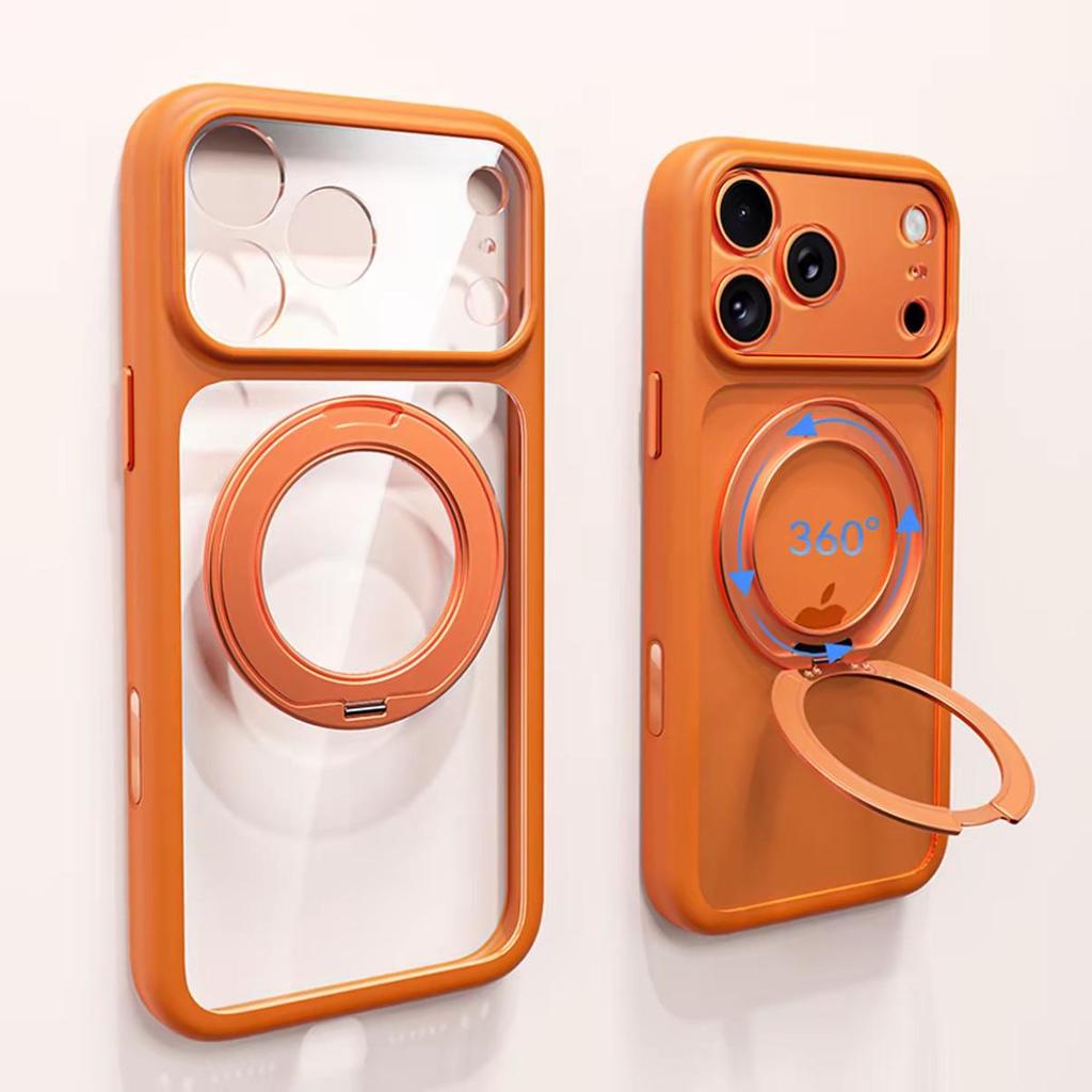 Прозрачный магнитный чехол-подставка 360° для iPhone 17 Pro Max с защитой всех объективов