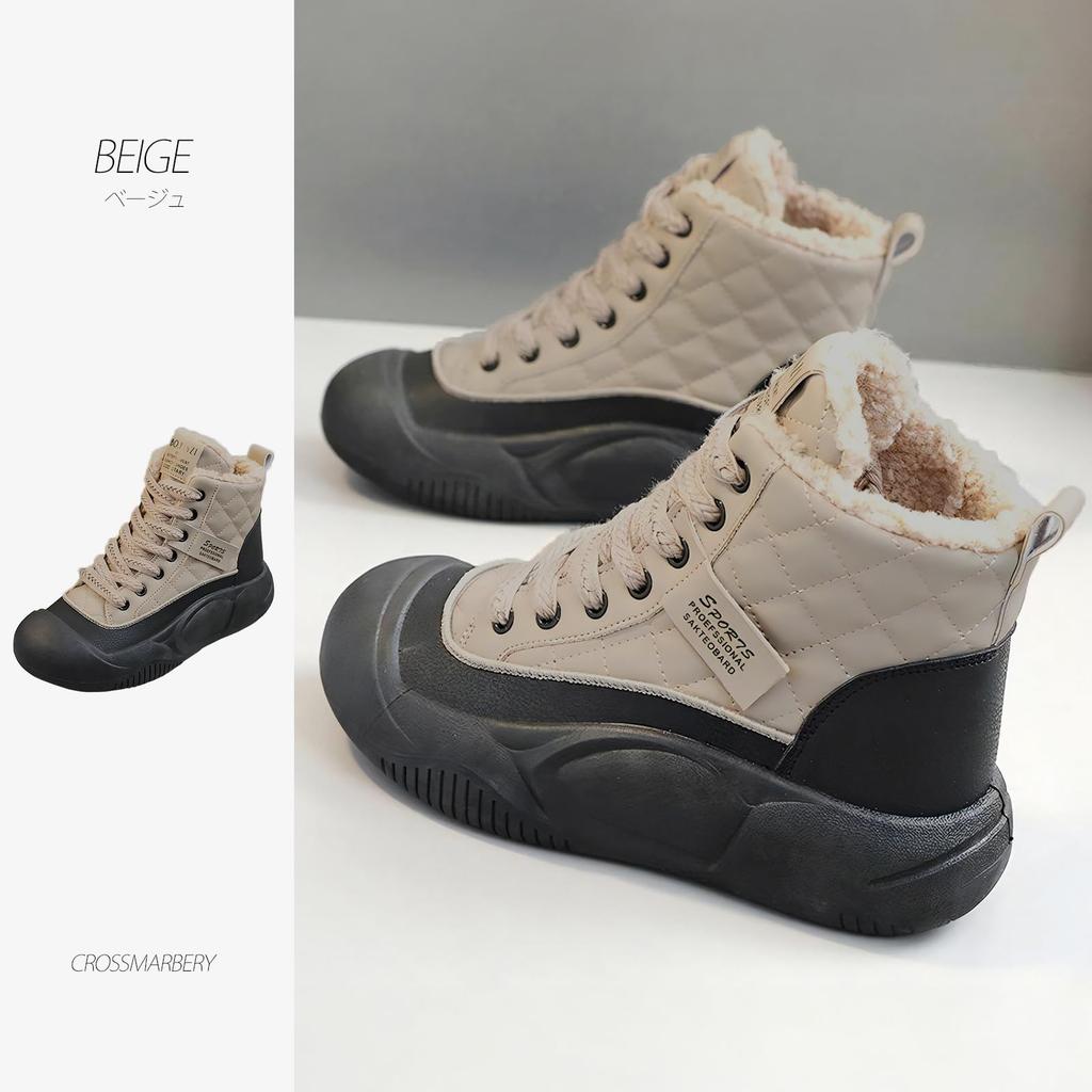 Удобные для езды на работу или в школу в холодную погоду CY117 BE [Cross Marbury] Женские ботинки, зимние, стильные, короткие, на шнуровке, для ходьбы, ботинки, бежевые,