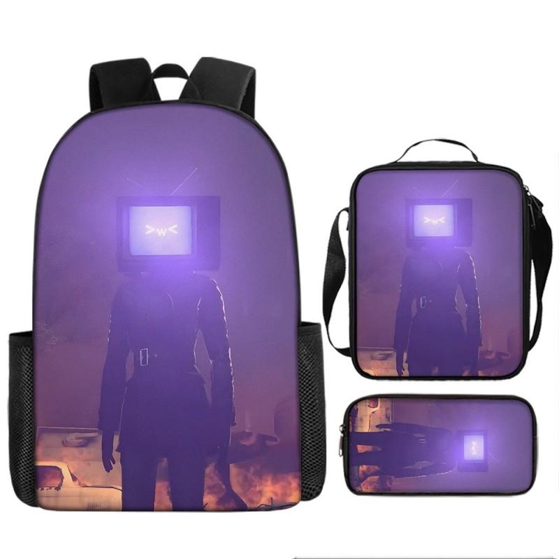 Kids Cartoon Character Backpack Set School Oxford Fabric Breathable Lightweight With Padded Straps