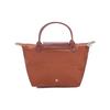 Longchamp Le Pliage Green 23 Складная Сумка-тоут на кнопке-защелке и молнии из переработанного холста с кожаной отделкой Маленькая Женские сумки-тоут Brandy 1621919504