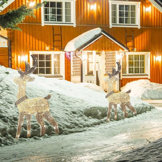 Рождественские светящиеся олени, светящиеся пластиковые олени со светодиодными лампами для помещений