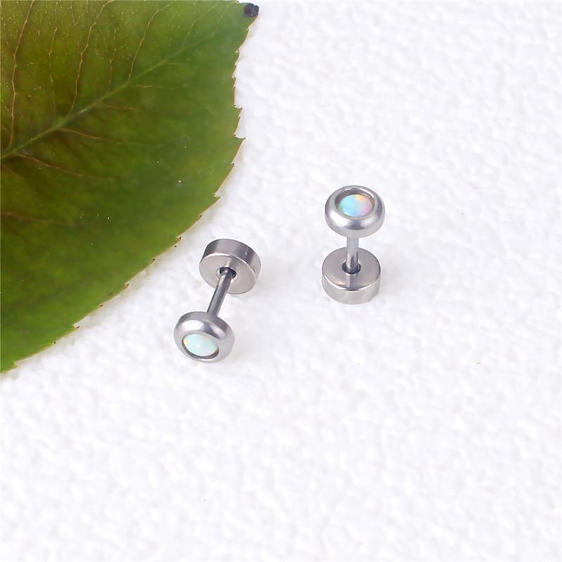 Simple Style Ball Snake Flower Earrings Stainless Steel Punk Geometric Mini Screw Stud Ear Jewelry Party Gifts For Women Men