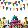 Pinkblume Super Mario Color Triangle Flag Fabric Garland Banner Party Decorations In and Green Pennant Designs for Outdoor 100th Day Kids Room and
