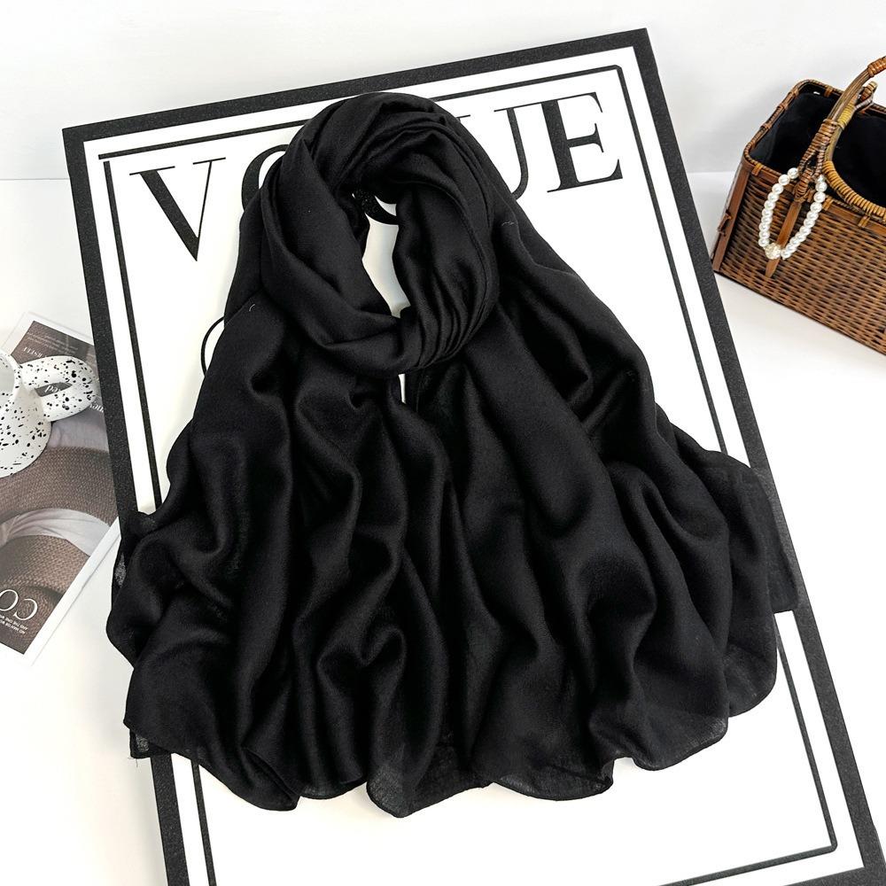 Cotton And Linen Scarf Women'S Yarn Scarf Solid Color Scarf Summer Sun Protection Breathable Shawl Retro Rough Edge Silk Scarf