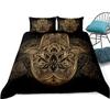 Hamsa Hand Bedding Set Boho Mandala Duvet Cover Set Black Gold Bohemia Bed Set Fatima Hand Bed Linen Lucky Hand Quilt Cover