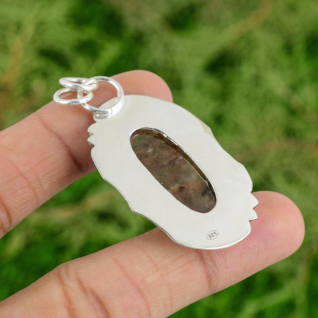Daughters Day Sale 925 Silver Elestial Quartz Stone Bezel Sister Pendant Jewelry