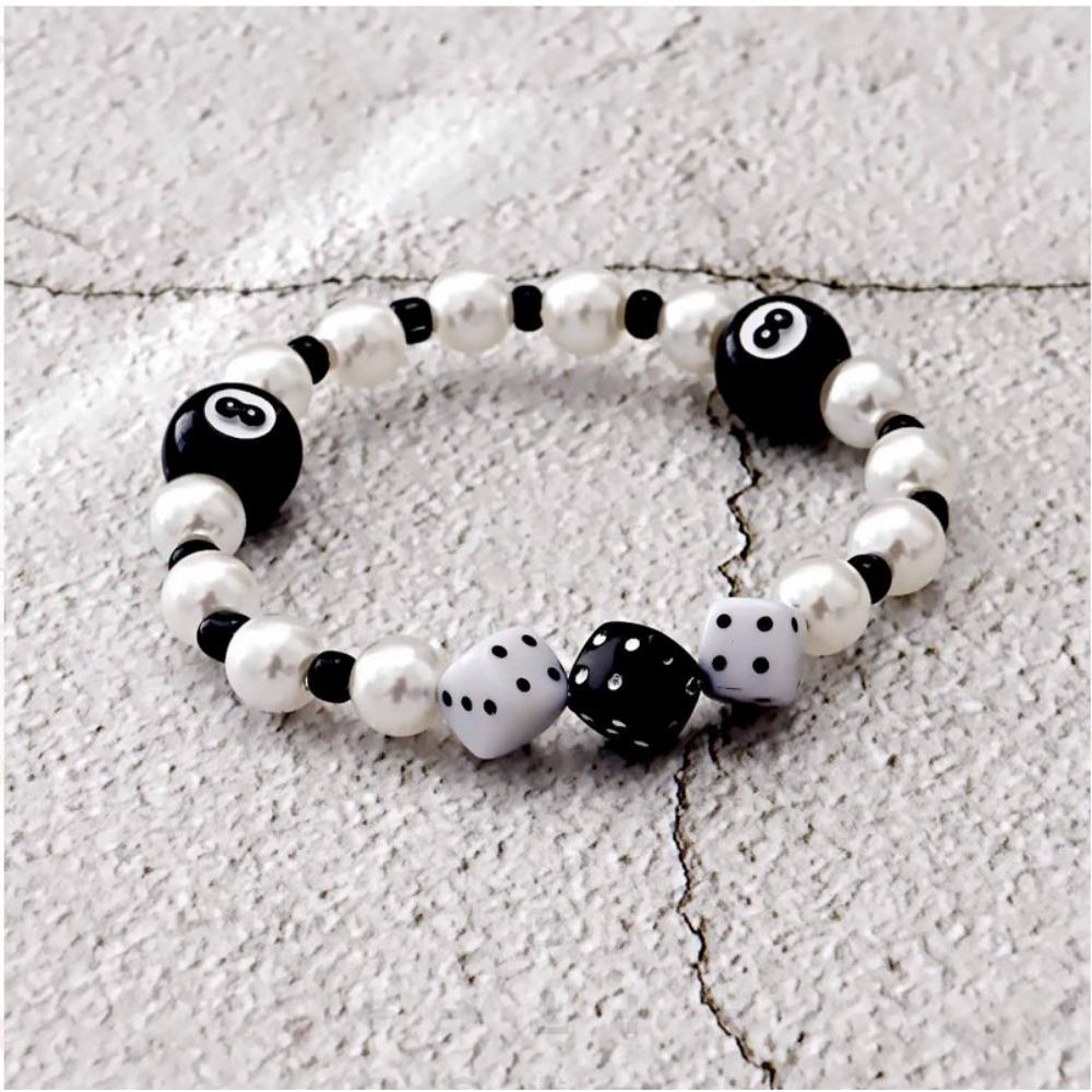 Obsidian Cross Bracelet Chinese Black Eight Billiard Bracelet Opal Beaded Student Party Bracelet