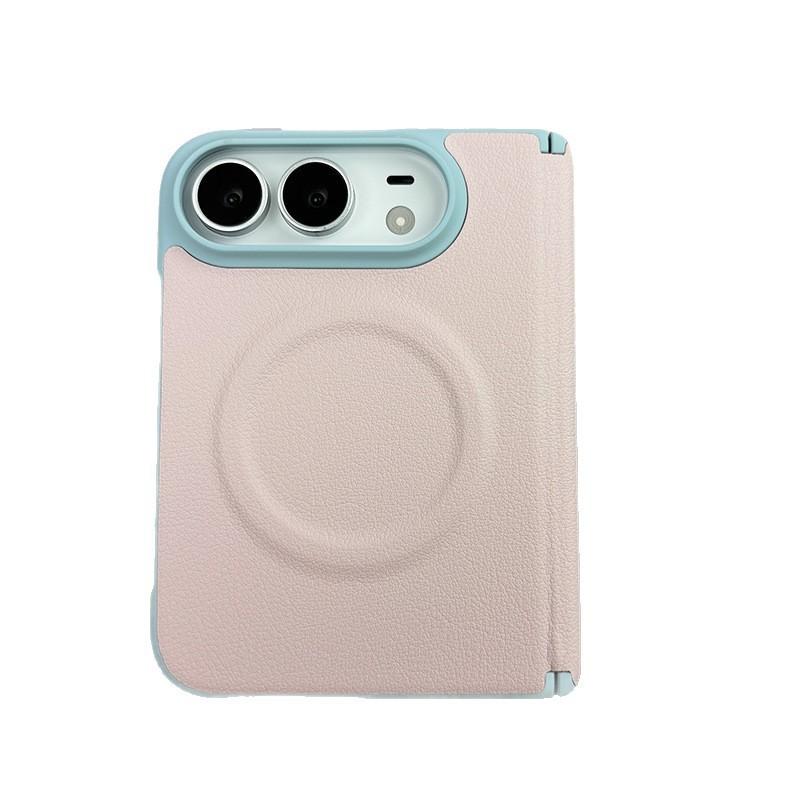 Magnetic Snap-on Phone Case IPhone 18 Duo With Dual-Tone Design Full Coverage Anti-Drop Leather Shell