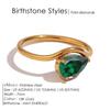 eManco Vibrant Y2K Monthly Teardrop Multi-Color Birthstone Stainless Steel Ring Gold Color Women's Daily Gift Trendy Jewelry