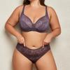 Women Sexy Lace Bra with Wired and Panty Set Unlined Lingerie Set, Plus Size Breathable Bra and Panties Set 85C-100C Underwear