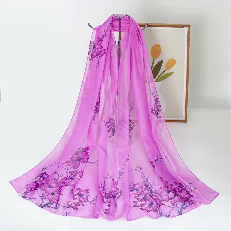 Spring Scarf Women's Chiffon Printed Thin Silk Scarf Shawl Dual-use Gift Women's Scarf Headband