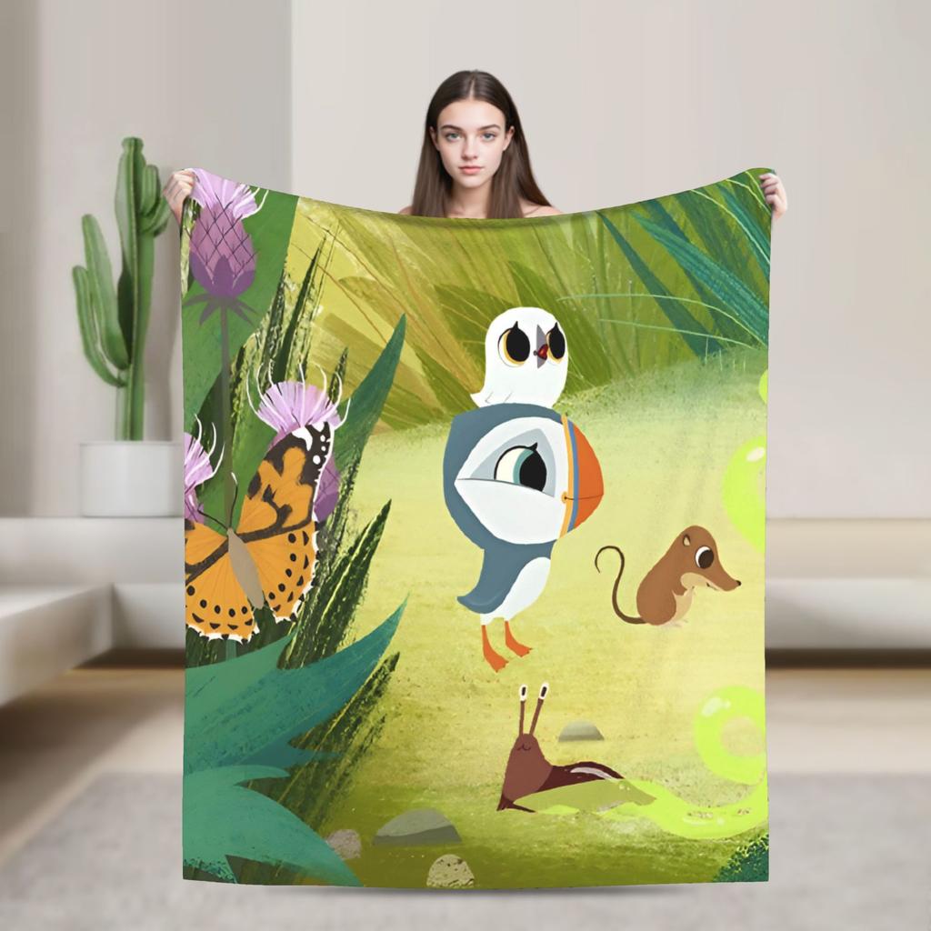 Puffins Rocks Plush Blankets Students Flannel Throw Blanket For Home Decor Soft Warm Design Quality Bedspread Birthday Present