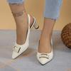 2024 New Women's Shoes Pointed Toe Comfortable Low Heel Back Strap Thick Heel Spring and Autumn Versatile Women's Shoes