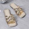 Summer Comfortable Flat Slippers Large Size - Fashion One-Word Folds with Fashion Women's Shoes