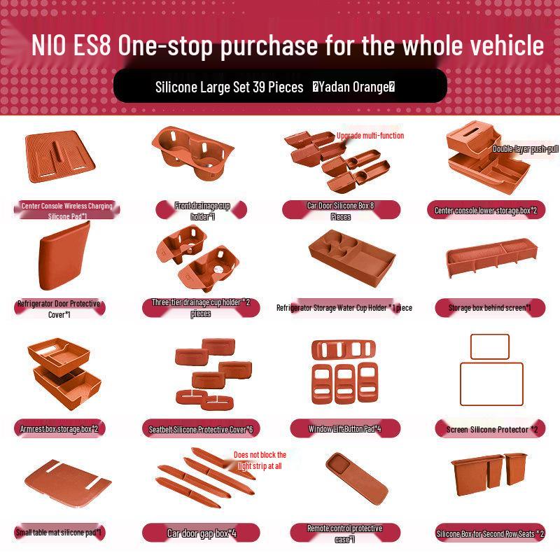 Nio ES8 Console Silicone Pad & Storage Box Set - Fits 26 Model Accessories for Interior Decoration.
