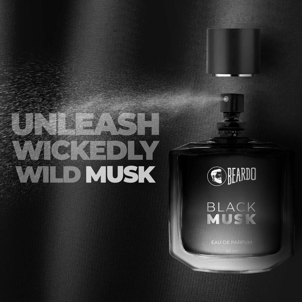 Beardo Black Musk Eau De Parfum For Men, Musky, Woody Perfume, Long Lasting, Date Night Fragrance, Body Spray, 100ml