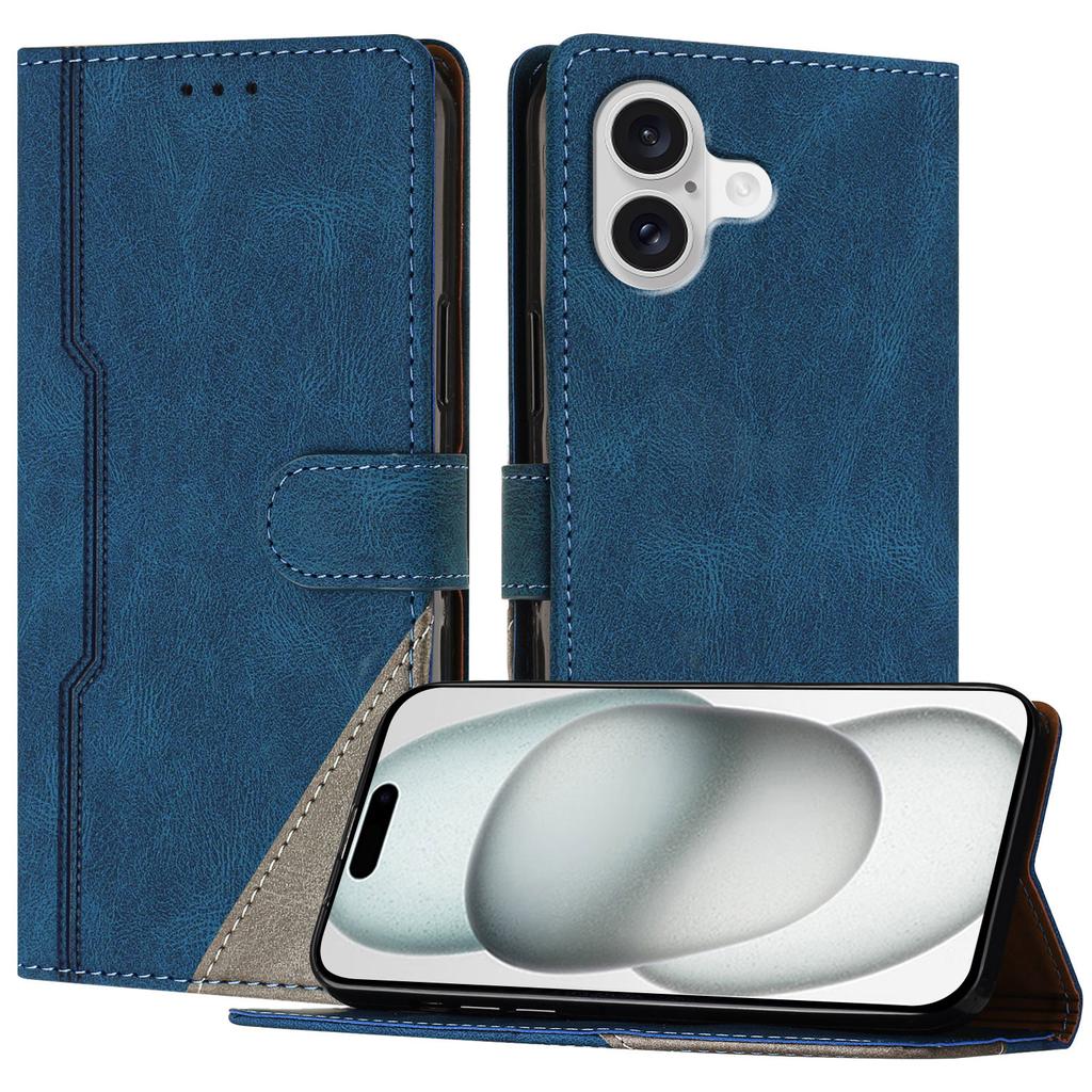 Для iPhone 17 Кожаный чехол Треугольная лоскутная работа Кошелек Подставка Противоударный чехол для телефона