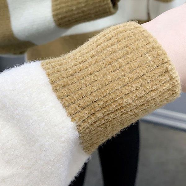 Полосатые цветные свитера из синели, женские осенне-зимние свободные утолщенные вязаные пуловеры в корейском стиле, повседневные джемперы большого размера