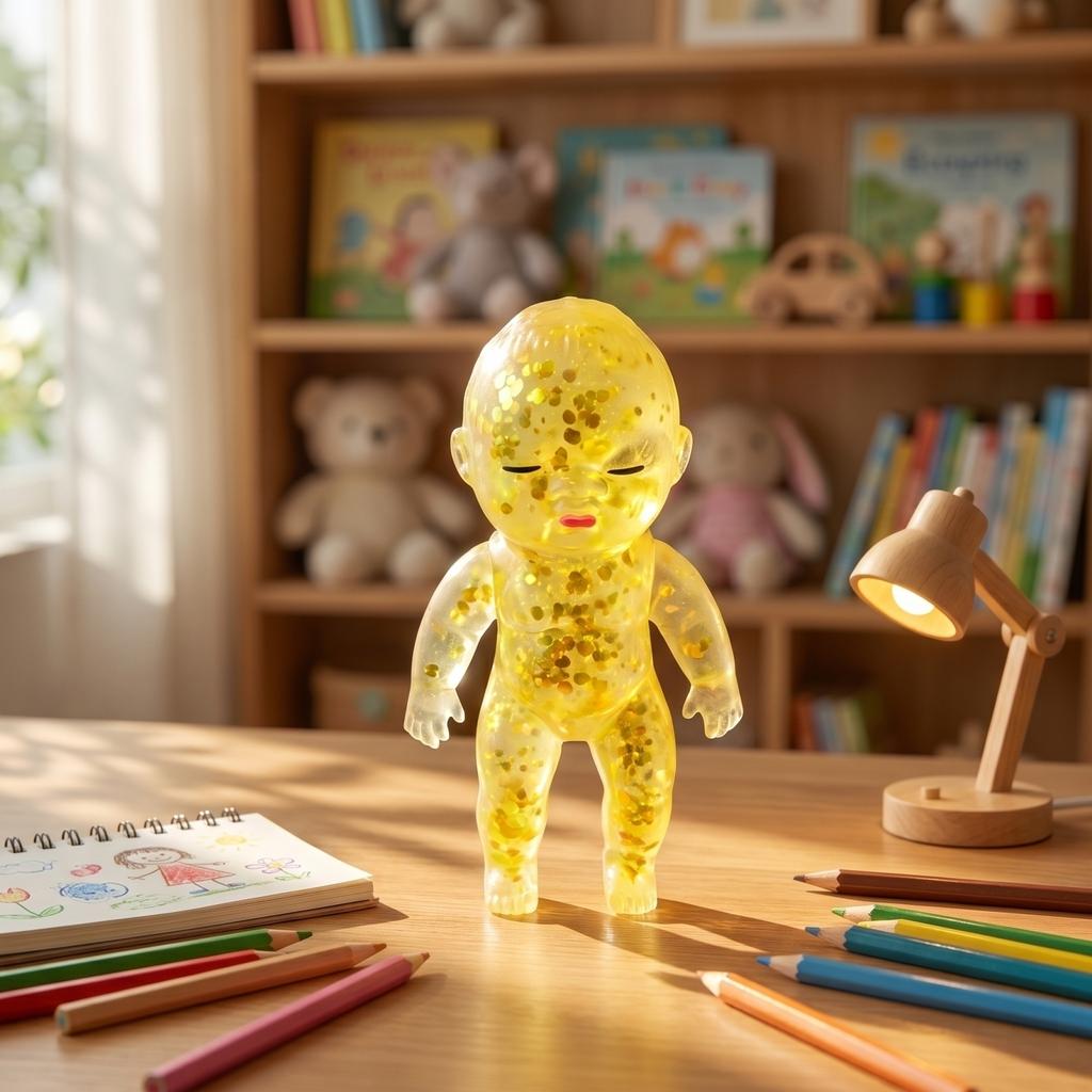 14cm Soft Glitter Doll Toy for Stress Relief and Sensory Play Suitable for Children and Adults Squeezable Figure Doll