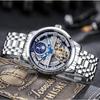 Tourbillon Moon Phase Wristwatch Luxury Hollow 3ATM Waterproof Stainless Steel Men Automatic Mechanical Watches Relojes Hombre