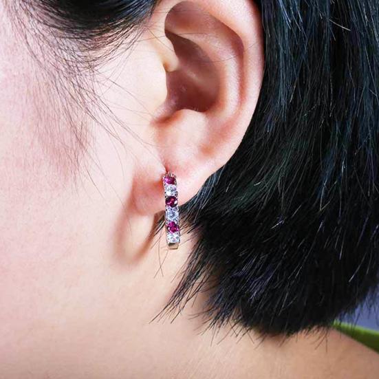 Yousheng 1 пара женских сережек-обручей с синим кубическим цирконием, маленькие серьги-кольца для выпускного вечера, серьги-клипсы, медные круглые серьги