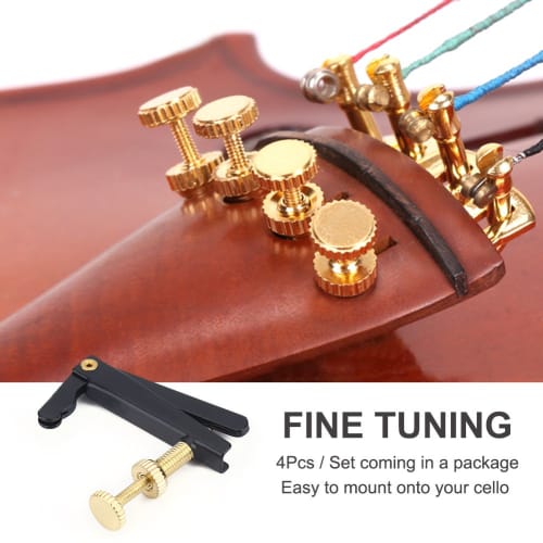 3/4 and 4/4 Cello Fine Tuners, String Adjusters, Durable, Stringed Instrument, Set of 4, Black