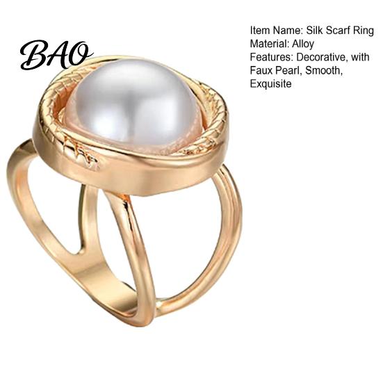 Elegant Pearl Scarf Buckle Alloy Silk Ring with Faux Pearls, Clip Rings for Women, Daily Commuting Round Clip, Retro Holder Dresses And Shirts