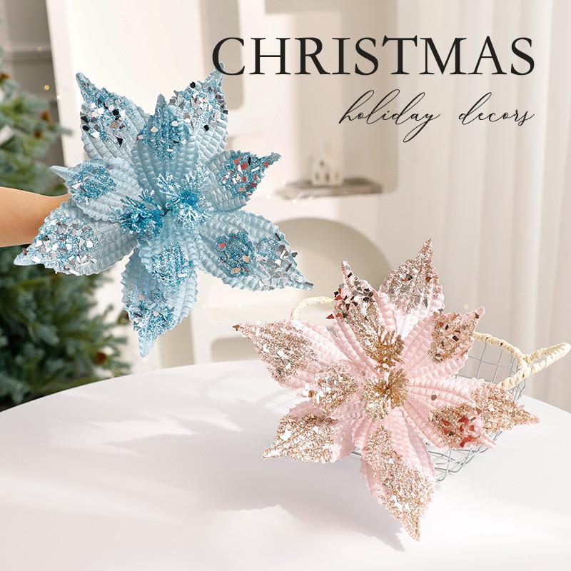Festive Christmas Artificial Flower Decor With Sparkle Details For Celebration Settings