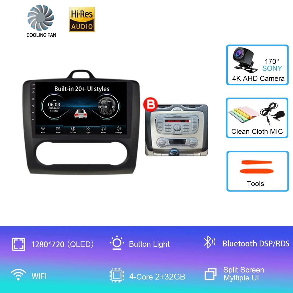 Android 14 Автомобильное радио Авторадио для Ford Focus 2 Mk2 2004 - 2011 GPS-навигация Мультимедийный проигрыватель Carplay Стерео WIFI 360 Камера