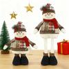 Christmas Doll Pendant Santa Claus Snowman Telescopic Legs Design Plaid Print Xmas Doll Festival Home Decoration