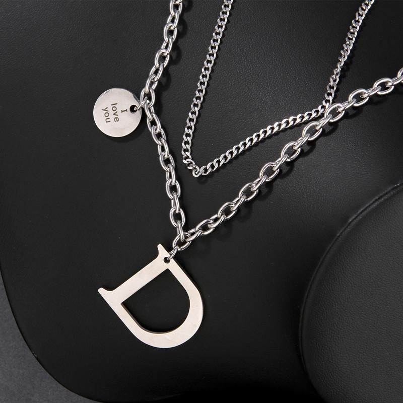 Модное титановое ожерелье с двойным слоем и английской буквой D, хип-хоп наложение, ожерелье до ключицы, сохранение цвета