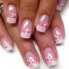 24 шт. Короткие искусственные ногти с цветами Press on Nail French Full Cover Акриловые накладные ногти Stick on Nail Spring False Nail
