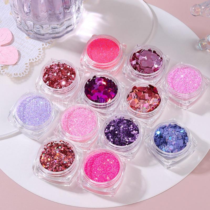 New fashion mixed color small heart sequins colorful love heart sequins small fresh magic color laser flash small red heart nail sequins
