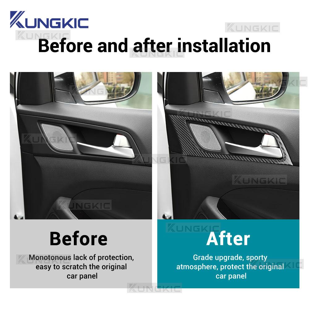 Наклейка на интерьер в стиле карбона для Hyundai Tucson TL/TLE J6 2015 2016 2017 2018 2019 2020 Зона ручек дверей